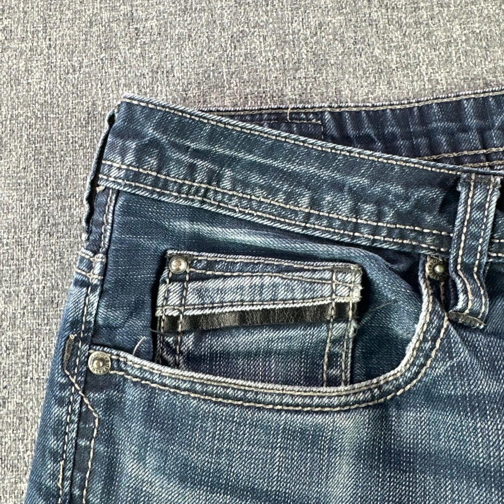 Buffalo Jeans Mens 31 Six Slim Straight Blue Faded Whiskered David Bitton - Picture 5 of 11
